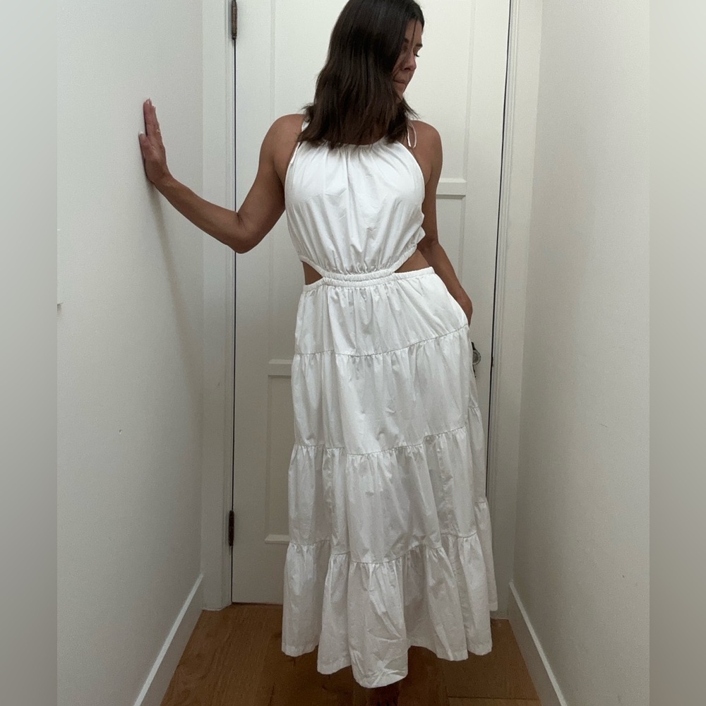 J. Crew White Full Skirt Dress with side cutouts, size M